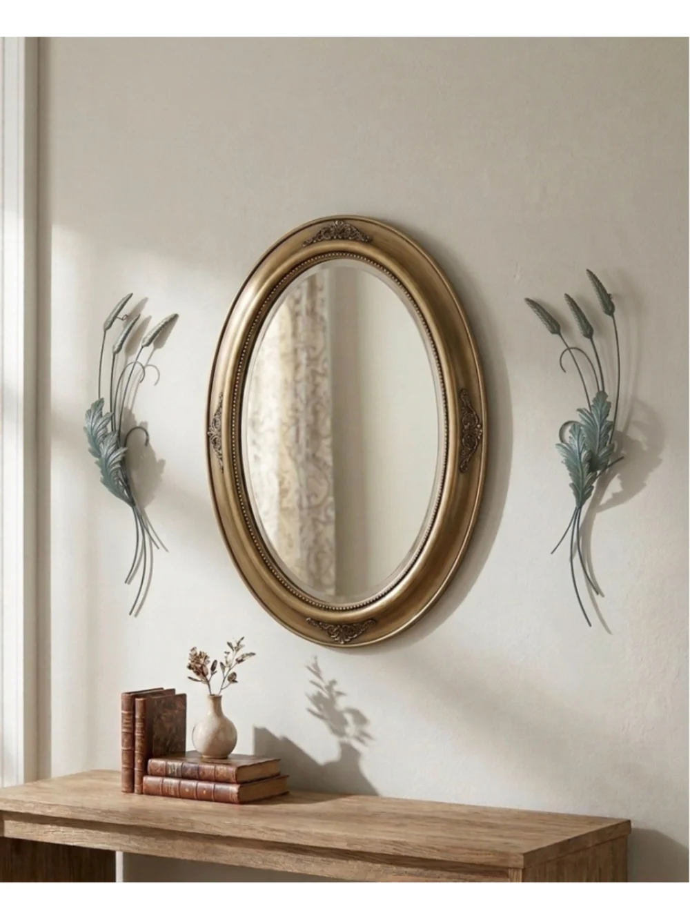 Vintage Italian Tole Wheat Sheaf Wall Art Pair 22 Mid Century Metal Leaf Plaque